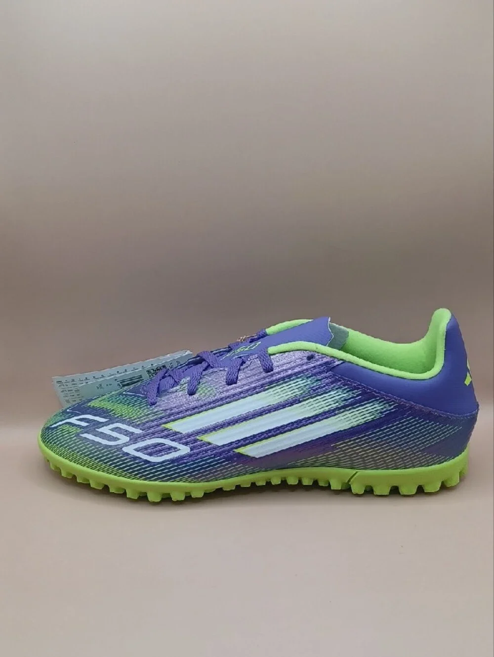 NWOB Adidas F50 Club Series TF Soccer Cleats-Purple/Green Men Size 8.5 US